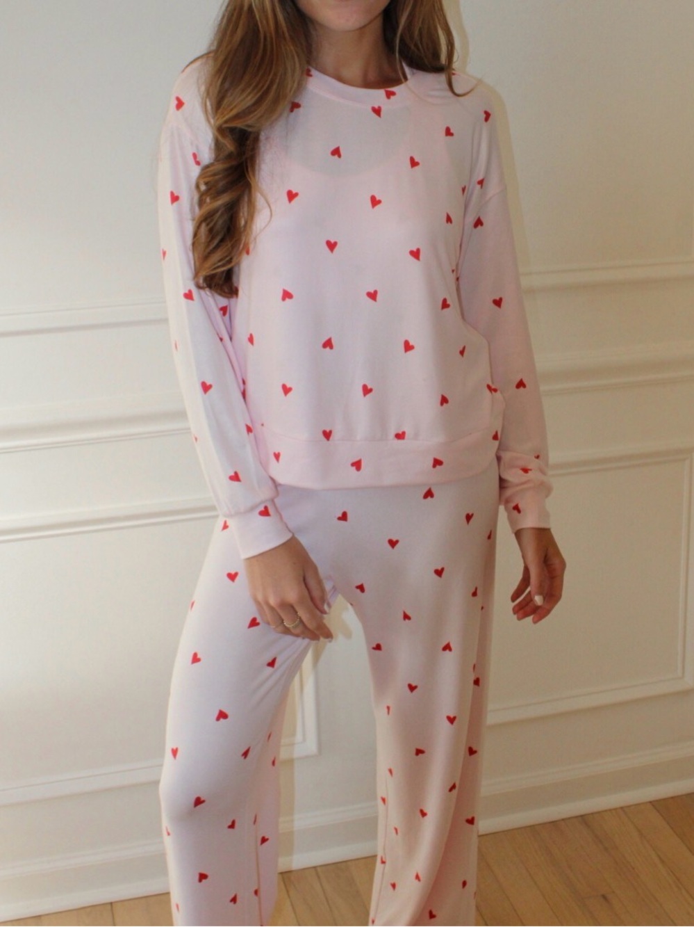 Z Supply Luxe Heart Pink Sleep Set